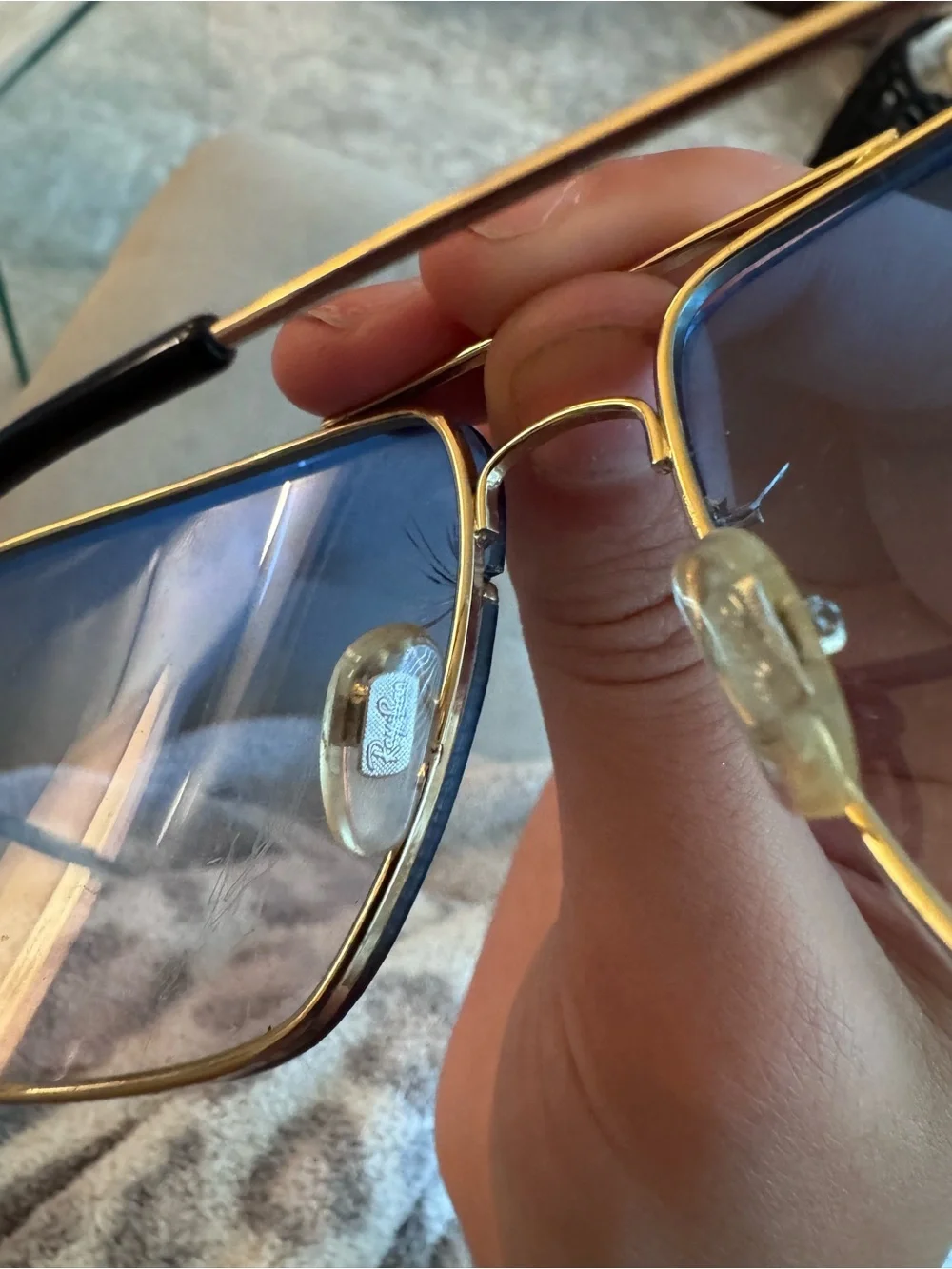 Ray-Ban Blue Gradient Lenses with Gold Frame Sunglasses & Case